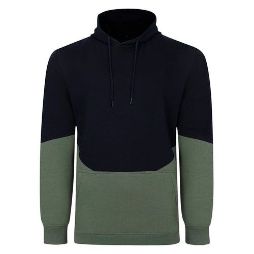 Bigdude Block Panel Hoody Marineblau/Salbeigrün Tall